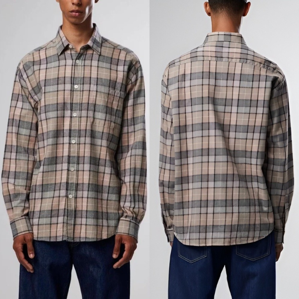 NN07 No Nationality Grey Deon 5356‎ Plaid Check Flannel Shirt Size Medium